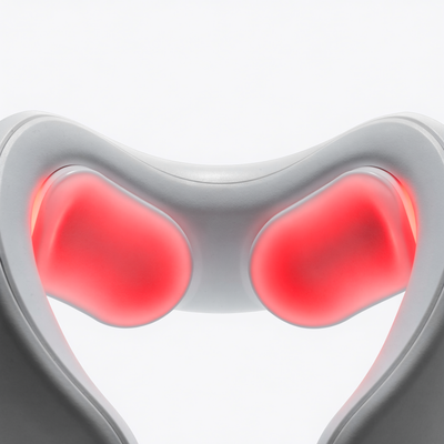 MotiThera Neck Relax neck massager, close-up of the red light massage pads